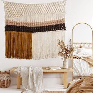 Anthropologie Large Handmade Colorful Woven Macrame Wall Hanging